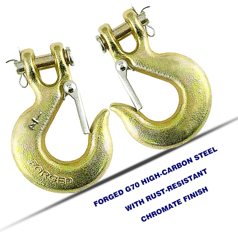 XHMAXE 12 Pack Chain Hooks with Safety Latch, 1/4 Inch Safety Chain Hooks,Heavy Duty Forged G70 Clevis Slip Hook Trailer Truck Transport Tow Hook,1/2in Opening,12,600 Lb Capacity - Image 5